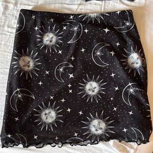SHEIN Black Sun and Moon Mini Skirt